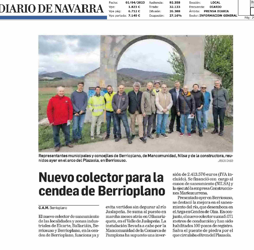 Fotografía del pantallazo de la noticia en la edición impresa del Diario de Navarra