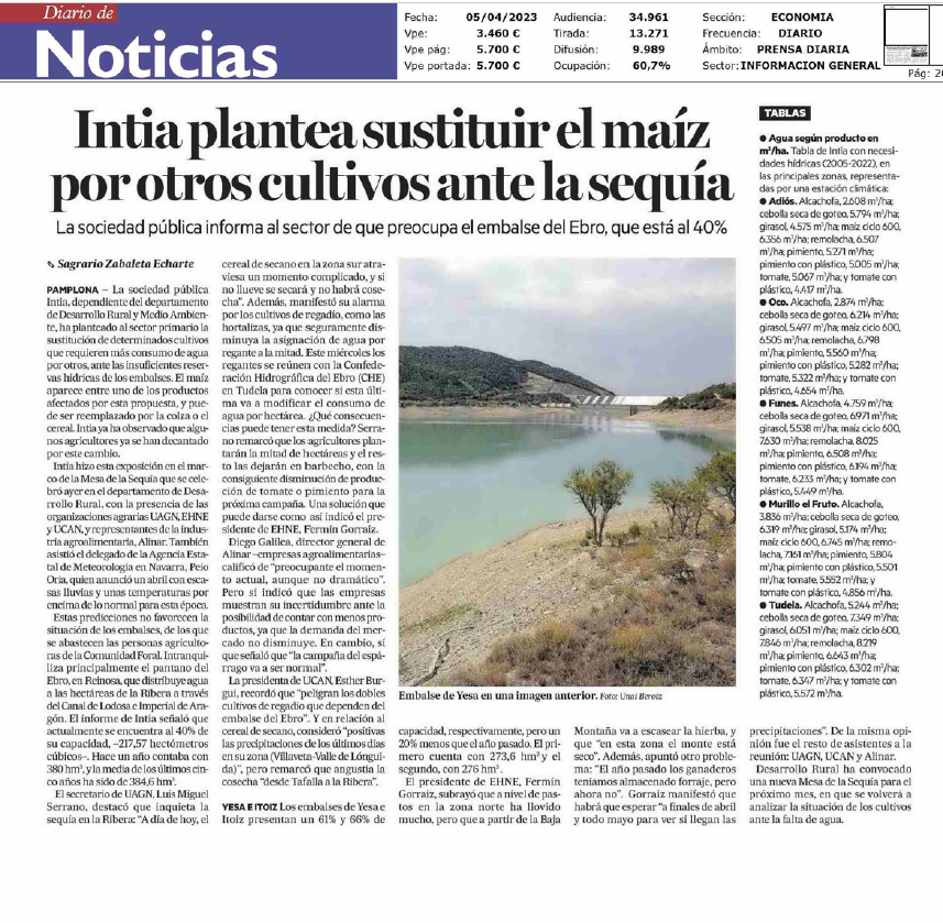 Fotografía del pantallazo de la noticia en la edición impresa del Diario de Noticias