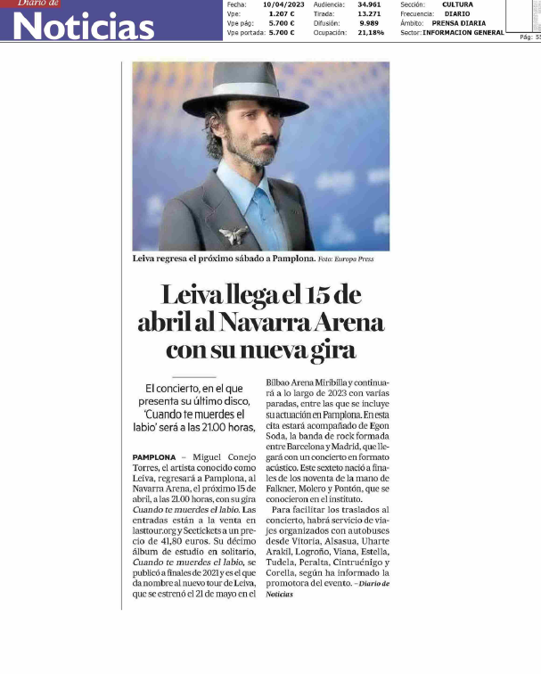 Fotografía del pantallazo de la noticia en la edición impresa del Diario de Noticias