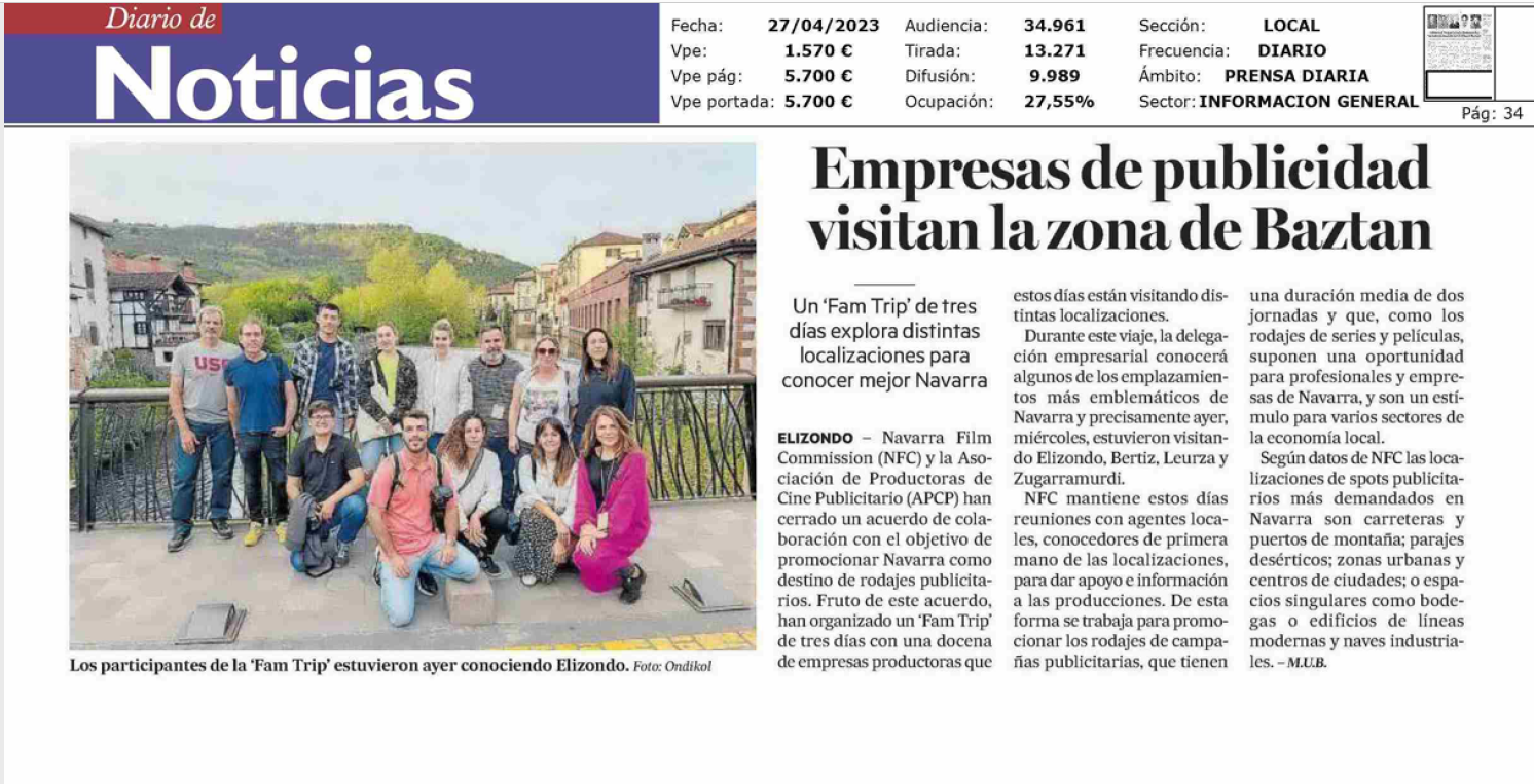 Fotografía del pantallazo de la noticia en la edición impresa del Diario de Noticias