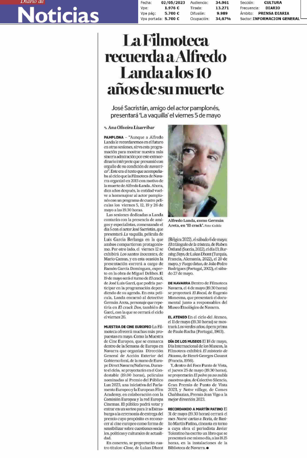 Fotografía del pantallazo de la noticia en la edición impresa del Diario de Noticias