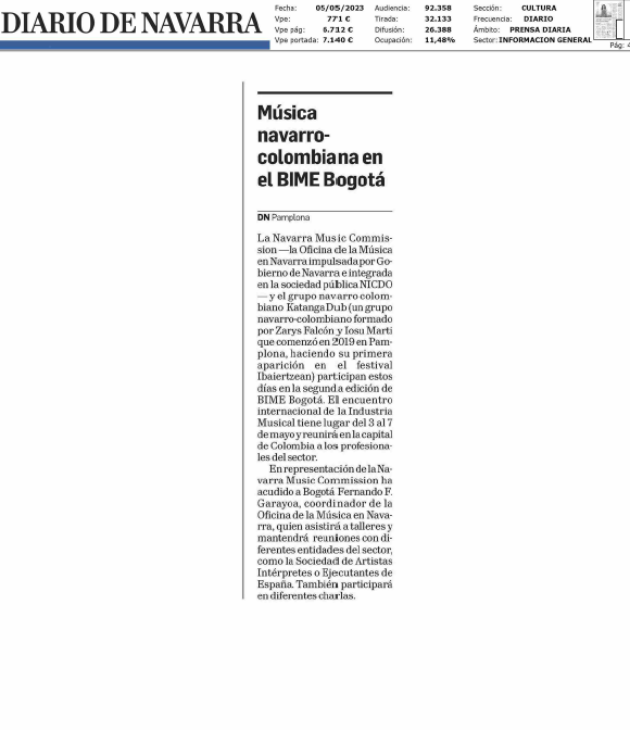 Fotografía del pantallazo de la noticia en la edición impresa del Diario de Navarra