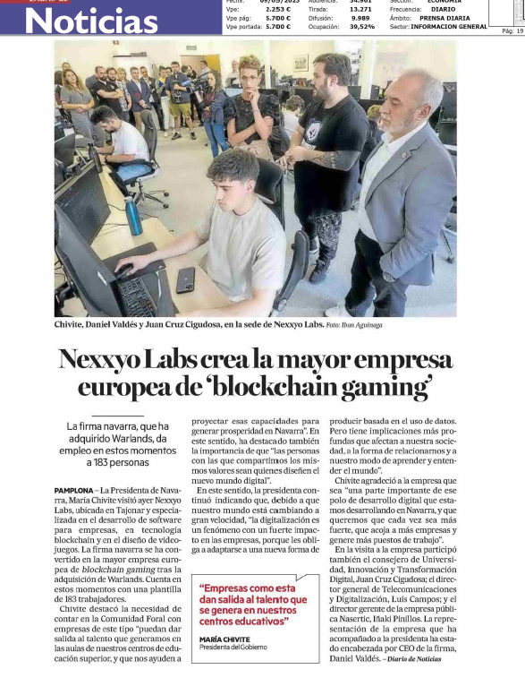 Fotografía del pantallazo de la noticia en la edición impresa del Diario de Noticias