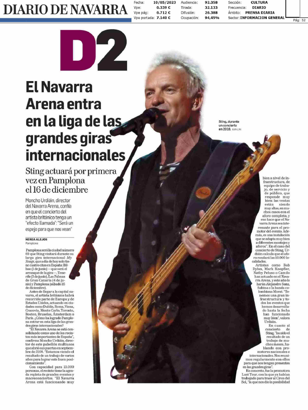 Fotografía del pantallazo de la noticia en la edición impresa del Diario de Navarra
