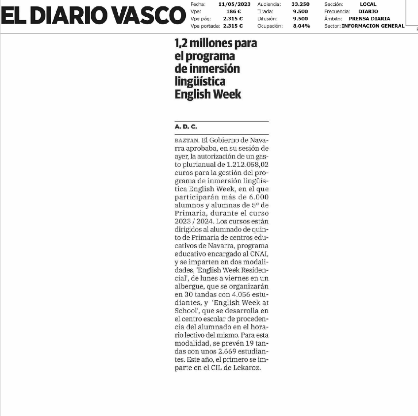 Fotografía del pantallazo de la noticia en la edición impresa del Diario Vasco