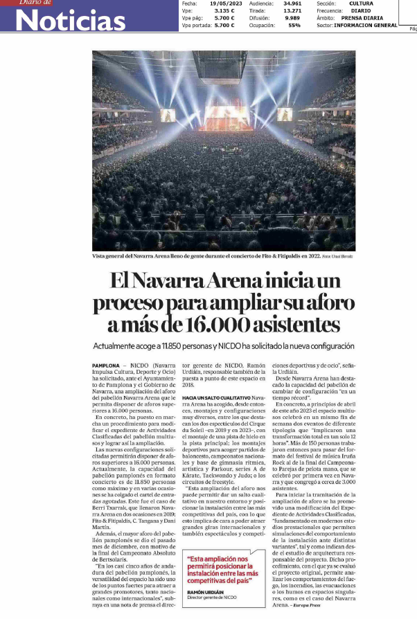 Fotografía del pantallazo de la noticia en la edición impresa del Diario de Noticias