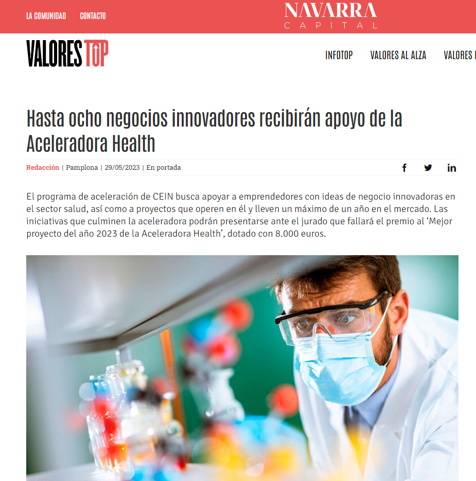 Fotografía del pantallazo de la noticia en la edición online de Navarra Capital