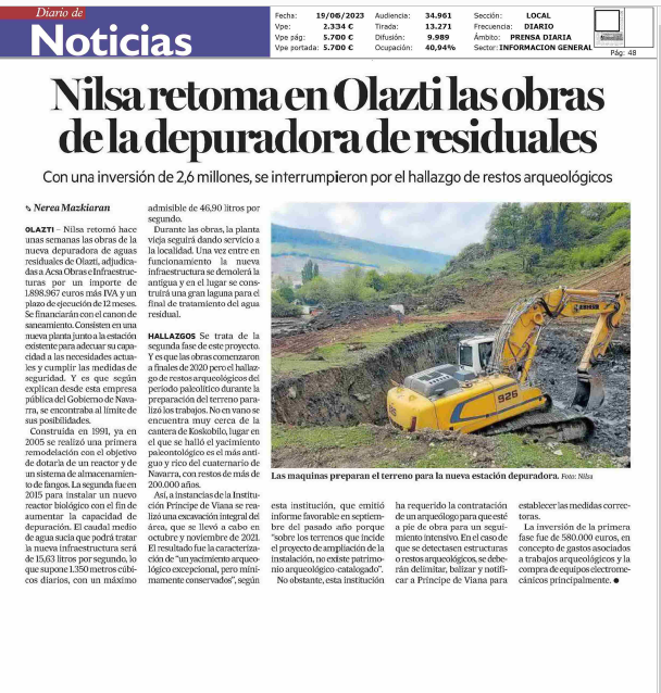 Fotografía del pantallazo de la noticia en la edición impresa de Diario de Noticias