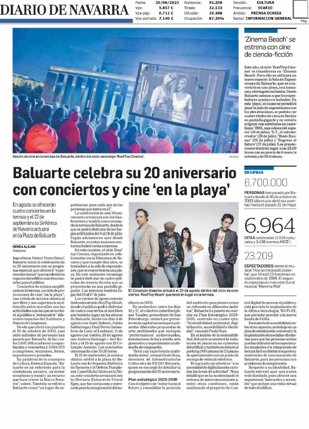 Fotografía del pantallazo de la noticia en la edición impresa del Diario de Navarra