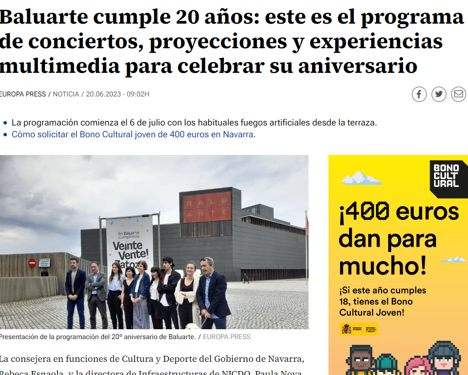 Fotografía del pantallazo de la noticia en la edición online de 20 Minutos