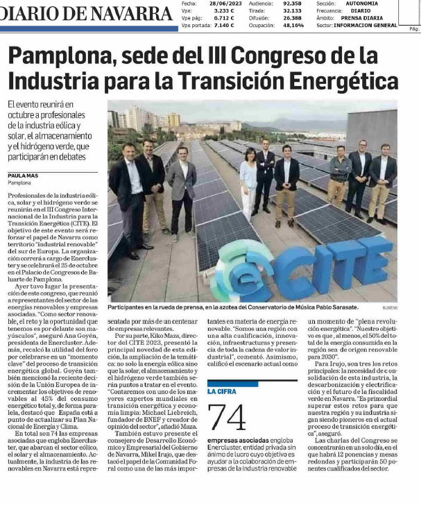 Fotografía del pantallazo de la noticia en la edición impresa de Diario de Navarra
