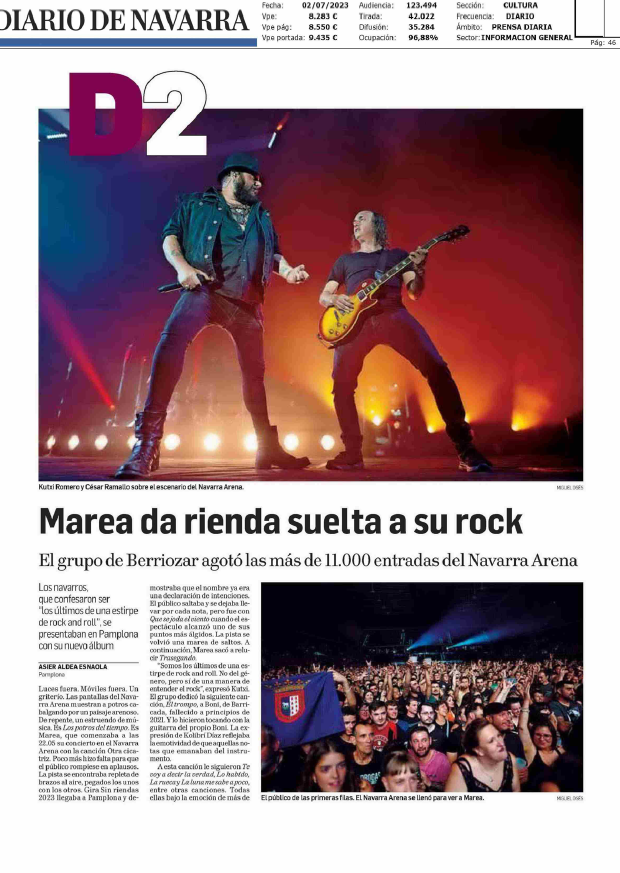 Fotografía del pantallazo de la noticia en la edición impresa de Diario de Navarra