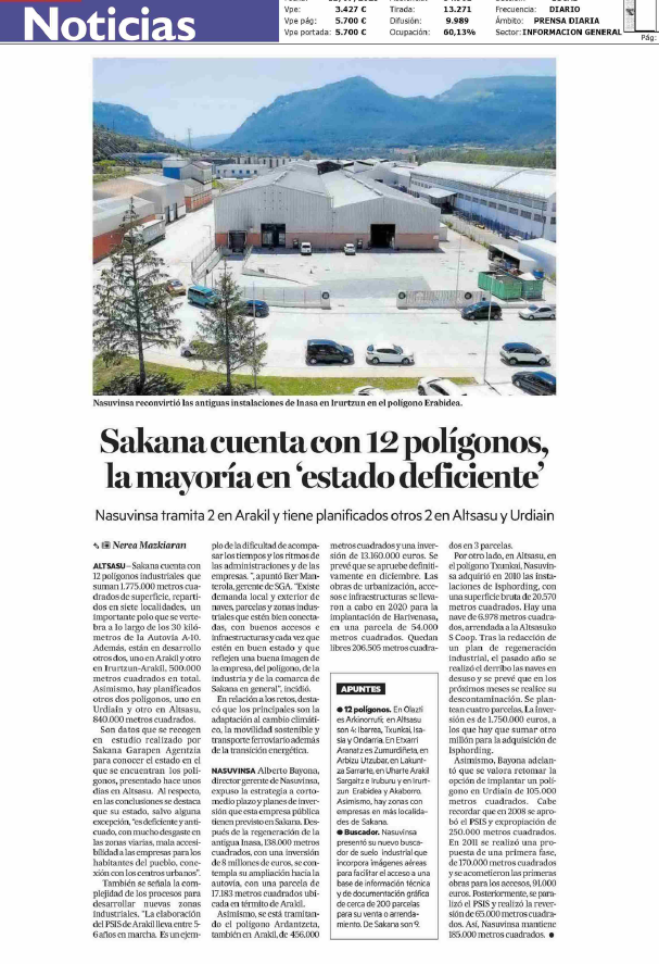 Fotografía del pantallazo de la noticia en la edición impresa de Diario de Noticias