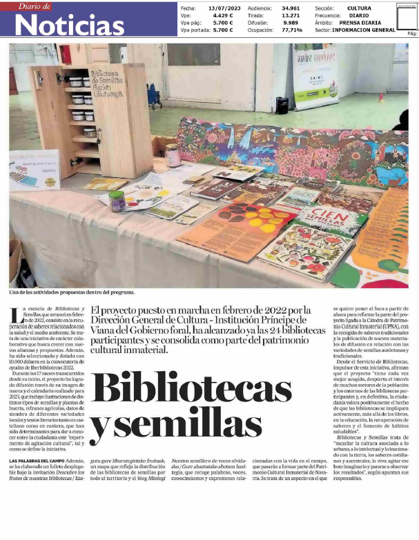 Fotografía del pantallazo de la noticia en la edición impresa del Diario de Noticias