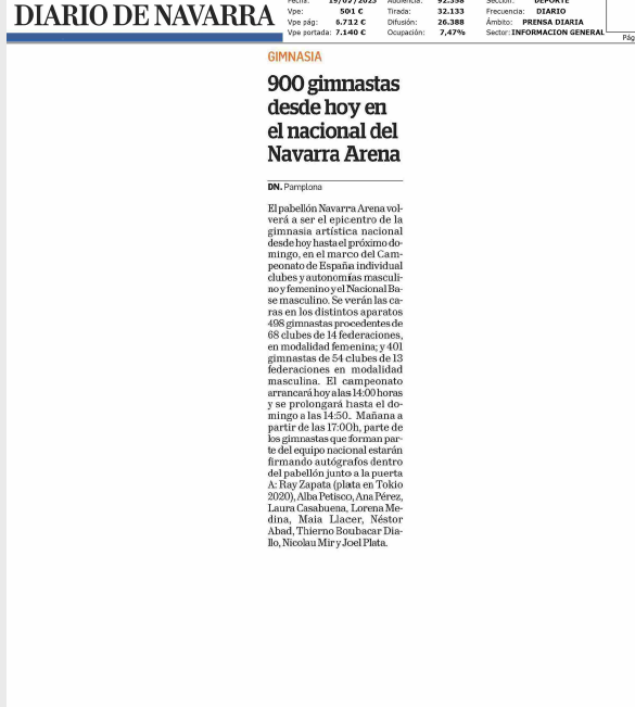 Fotografía del pantallazo de la noticia en la edición impresa de Diario de Navarra
