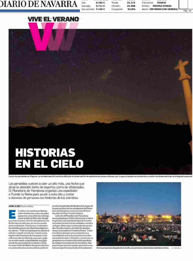 Fotografía del pantallazo de la noticia en la edición impresa de Diario de Navarra