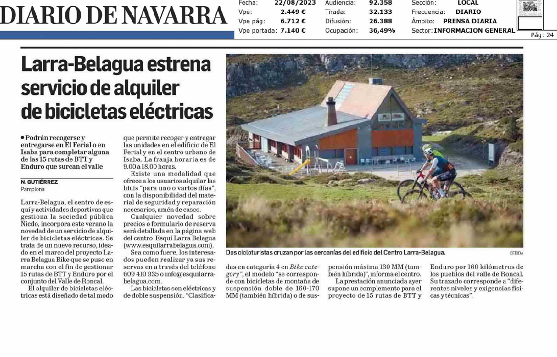 Fotografía del pantallazo de la noticia en la edición impresa del Diario de Navarra