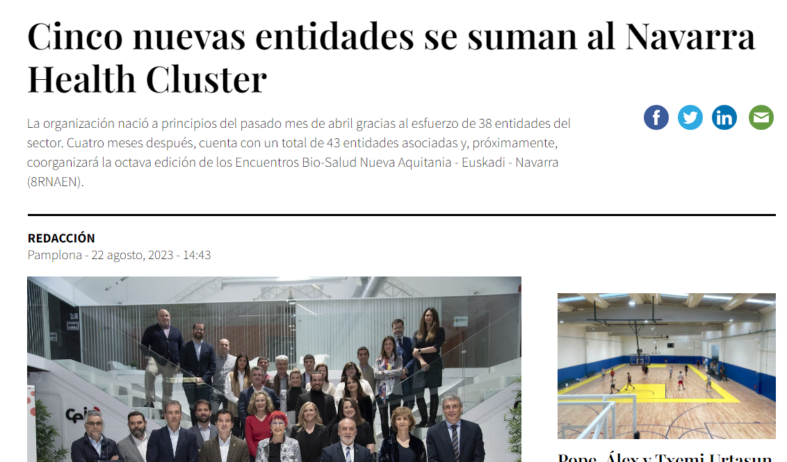 Fotografía del pantallazo de la noticia en la edición online de Navarra Capital 