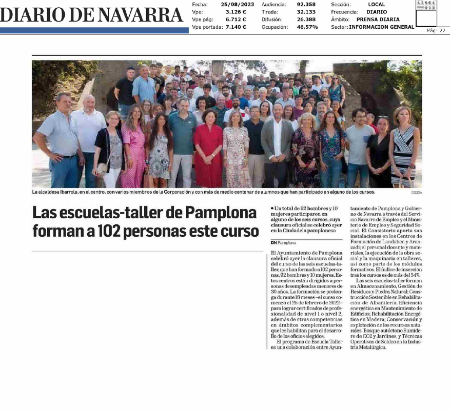 Fotografía del pantallazo de la noticia en la edición impresa del Diario de Navarra