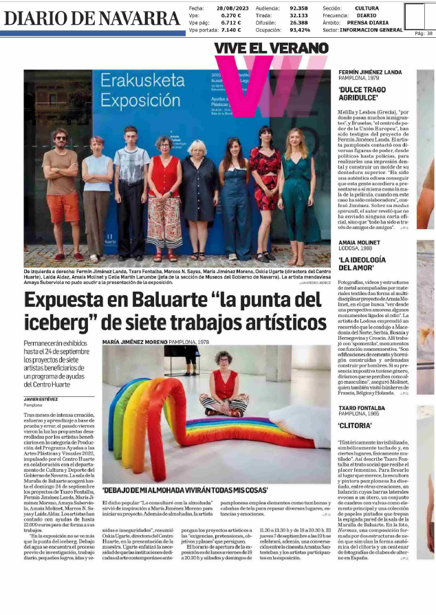 Fotografía del pantallazo de la noticia en la edición impresa del Diario de Navarra