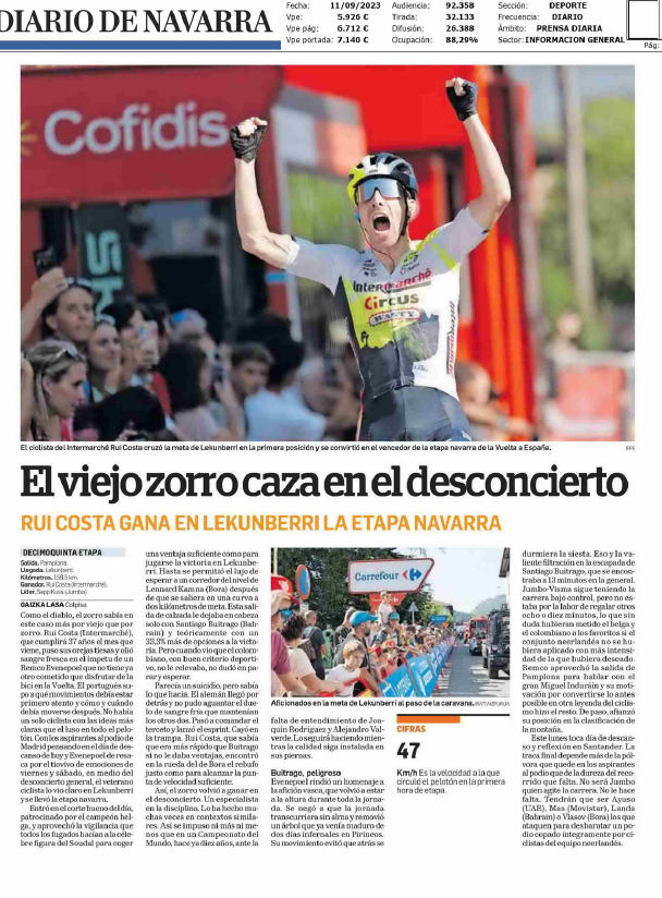 Fotografía del pantallazo de la noticia en la edición impresa del Diario de Navarra