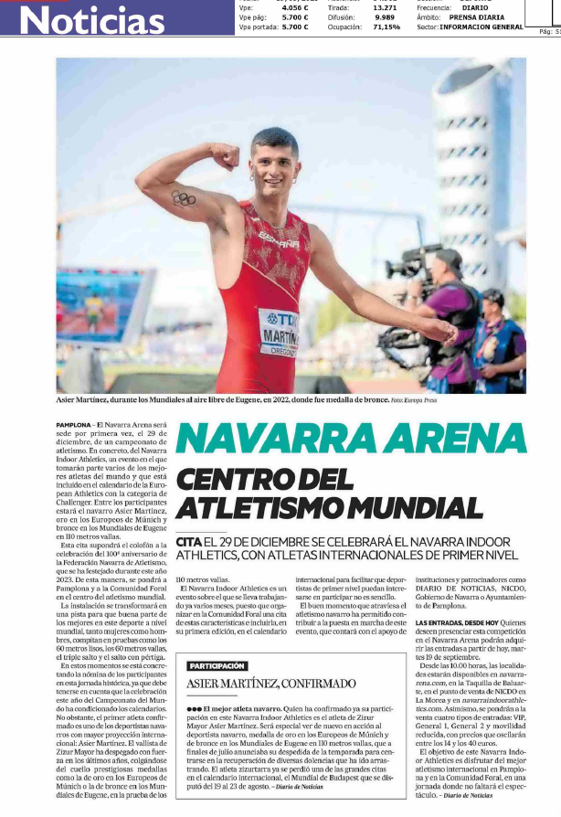 Fotografía del pantallazo de la noticia en la edición impresa del Diario de Noticias
