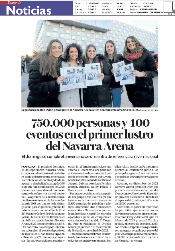 Fotografía del pantallazo de la noticia en la edición impresa del Diario de Noticias