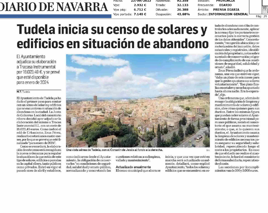 Fotografía del pantallazo de la noticia impresa del Diario de Navarra