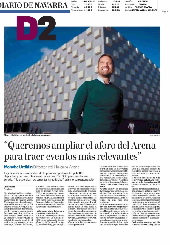 Fotografía del pantallazo de la noticia impresa del Diario de Navarra