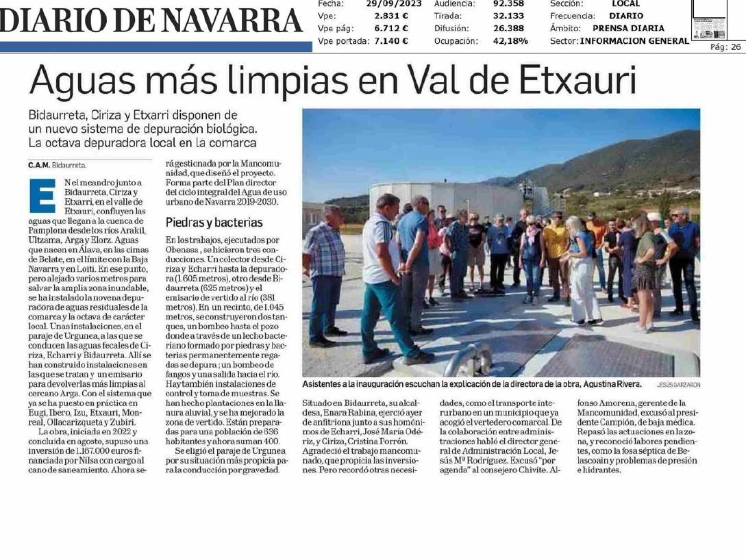 Fotografía del pantallazo de la noticia impresa del Diario de Navarra