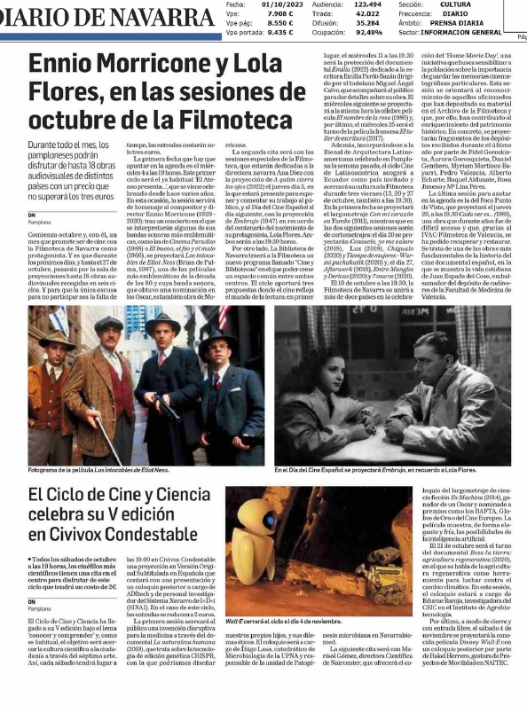Fotografía del pantallazo de la noticia impresa del Diario de Navarra