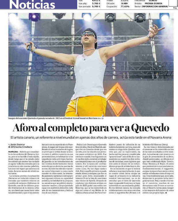 Fotografía del pantallazo de la noticia impresa del Diario de Noticias