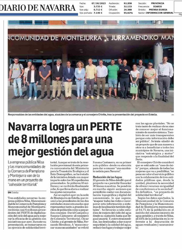 Fotografía del pantallazo de la noticia impresa del Diario de Navarra