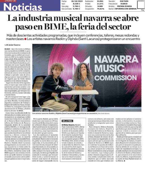 Fotografía del pantallazo de la noticia en la edición impresa del Diario de Noticias