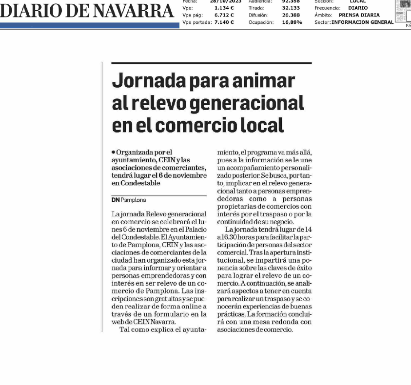 Fotografía del pantallazo de la noticia en la edición impresa del Diario de Navarra