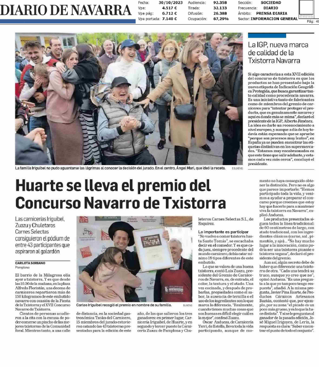 Fotografía del pantallazo de la noticia impresa del Diario de Navarra