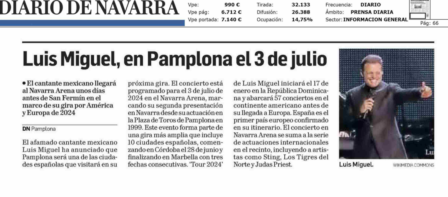 Fotografía del pantallazo de la noticia en la edición impresa de Diario de Navarra