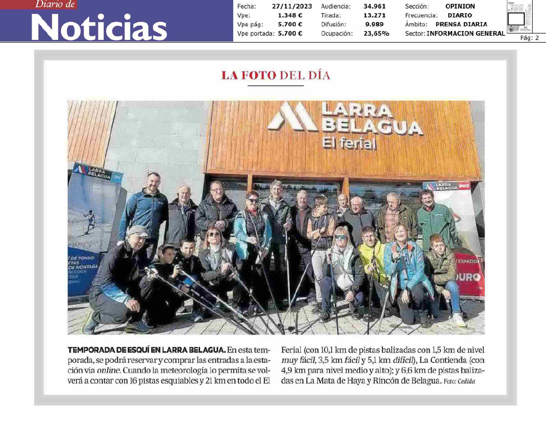 Fotografía del pantallazo de la noticia en la edición impresa del Diario de Noticias