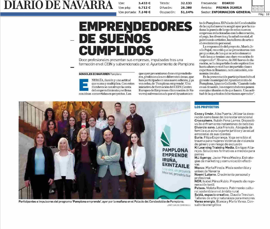 Fotografía del pantallazo de la noticia en la edición impresa de Diario de Navarra