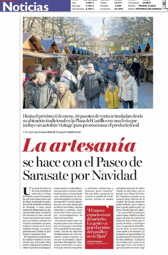 Fotografía del pantallazo de la noticia en la edición impresa de Diario de Noticias