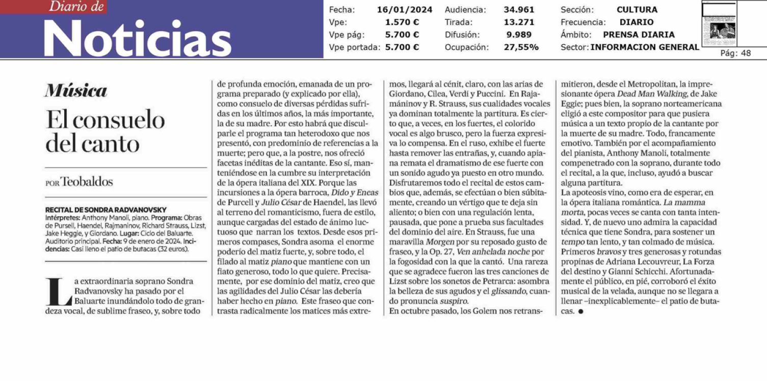 Fotografía del pantallazo de la noticia en la edición impresa de Diario de Noticias 