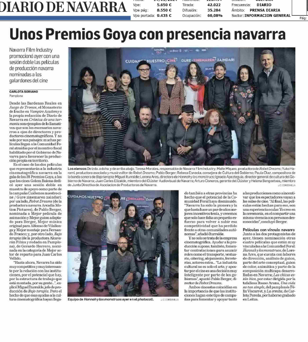 Fotografía del pantallazo de la noticia en la edición impresa del Diario de Navarra