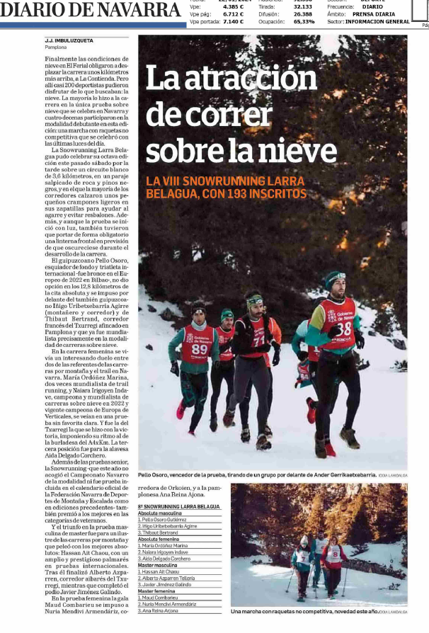 Fotografía del pantallazo de la noticia en la edición impresa del Diario de Navarra