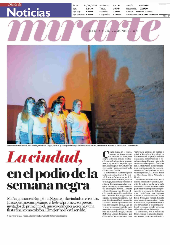 Fotografía del pantallazo de la noticia en la edición impresa del Diario de Noticias