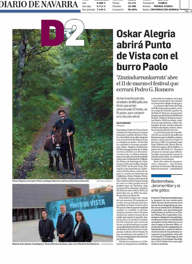 Fotografía del pantallazo de la noticia en la edición impresa del Diario de Navarra