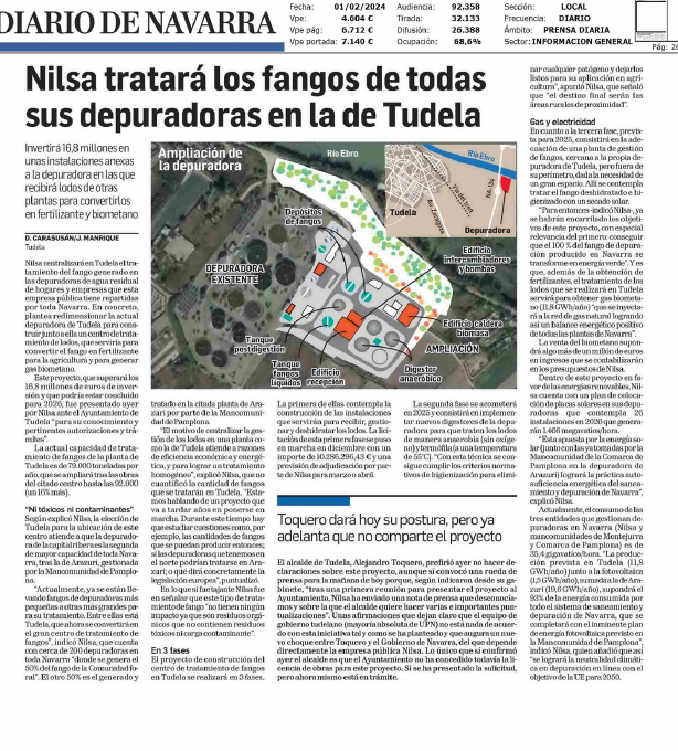 Fotografía del pantallazo de la noticia en la edición impresa de Diario de Navarra