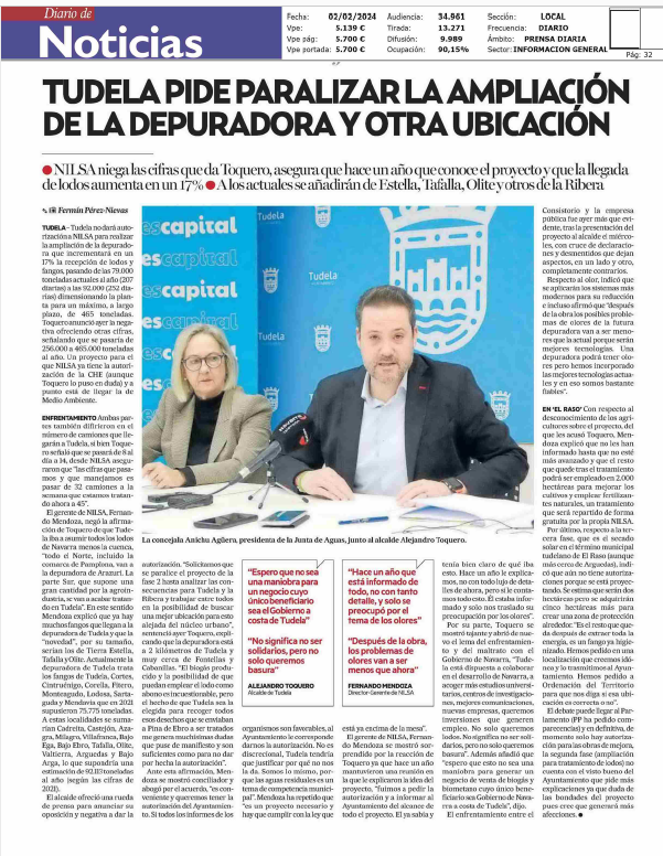 Fotografía del pantallazo de la noticia en la edición impresa del Diario de Noticias