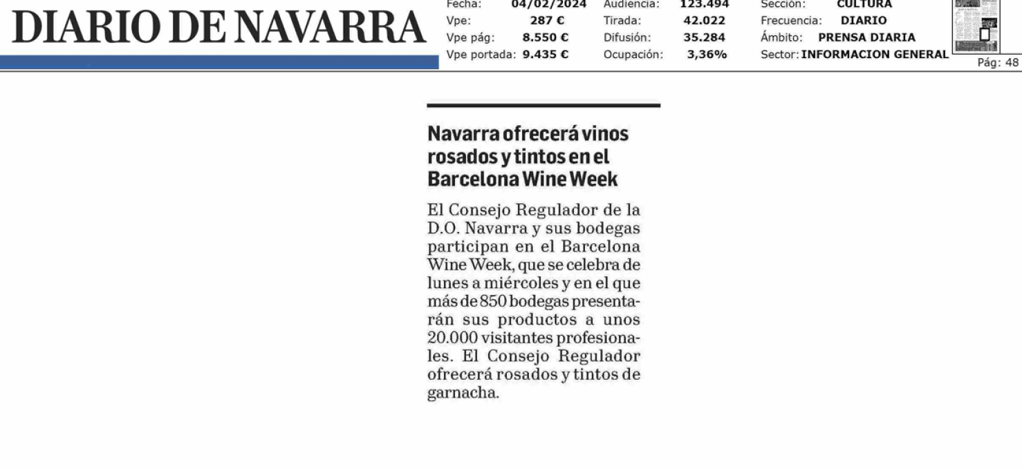 Fotografía del pantallazo de la noticia en la edición impresa del Diario de Navarra