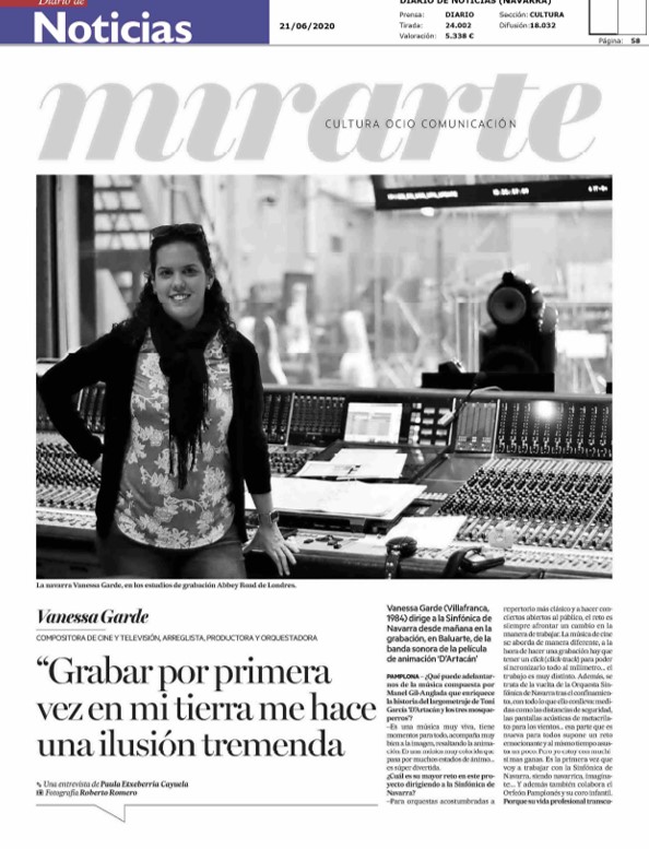 Primera página de la entrevista realizada a la directora de la BSO de D'Artacán