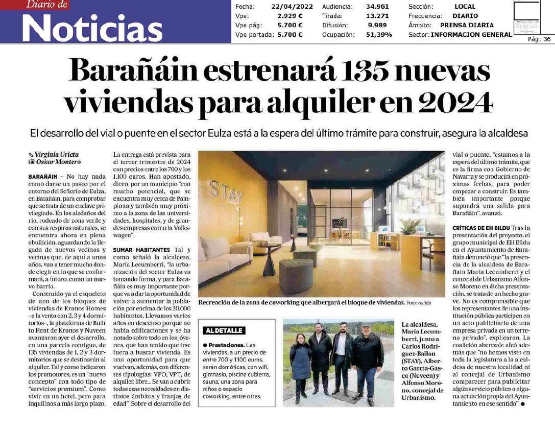 Fotografia del pantallazo de la noticia en la edición impresa del Diario de Navarra